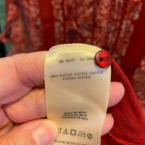 NWT Anthropologie Floreat Red Print Ruffle Lace Sheer Dress - Picture 15 of 16